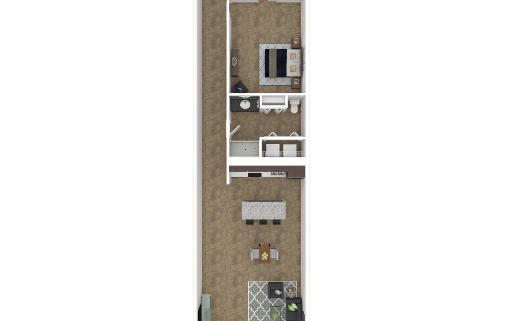 1 Bedroom - 1 bedroom floorplan layout with 1 bathroom and 1855 square feet (3D)